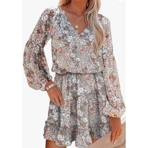 Shewin Boho Floral Wrap dress Pink & Gray Size S